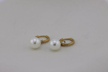 Golden Pearl Hoops