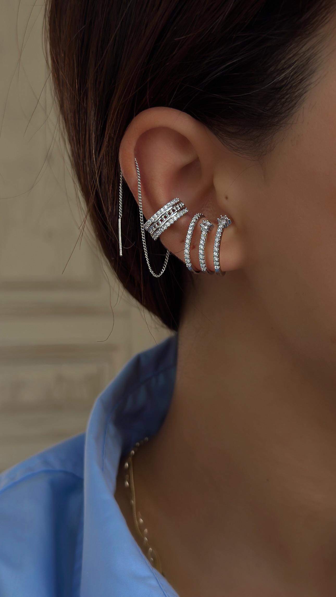 Spiral Drop Silver Ear Cuff