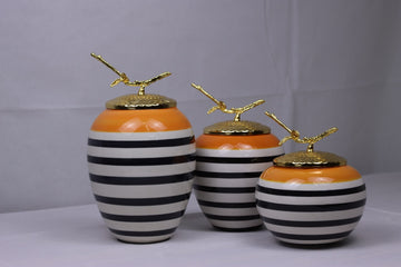 Aurora Stripes – Ceramic decoration set with gold accent