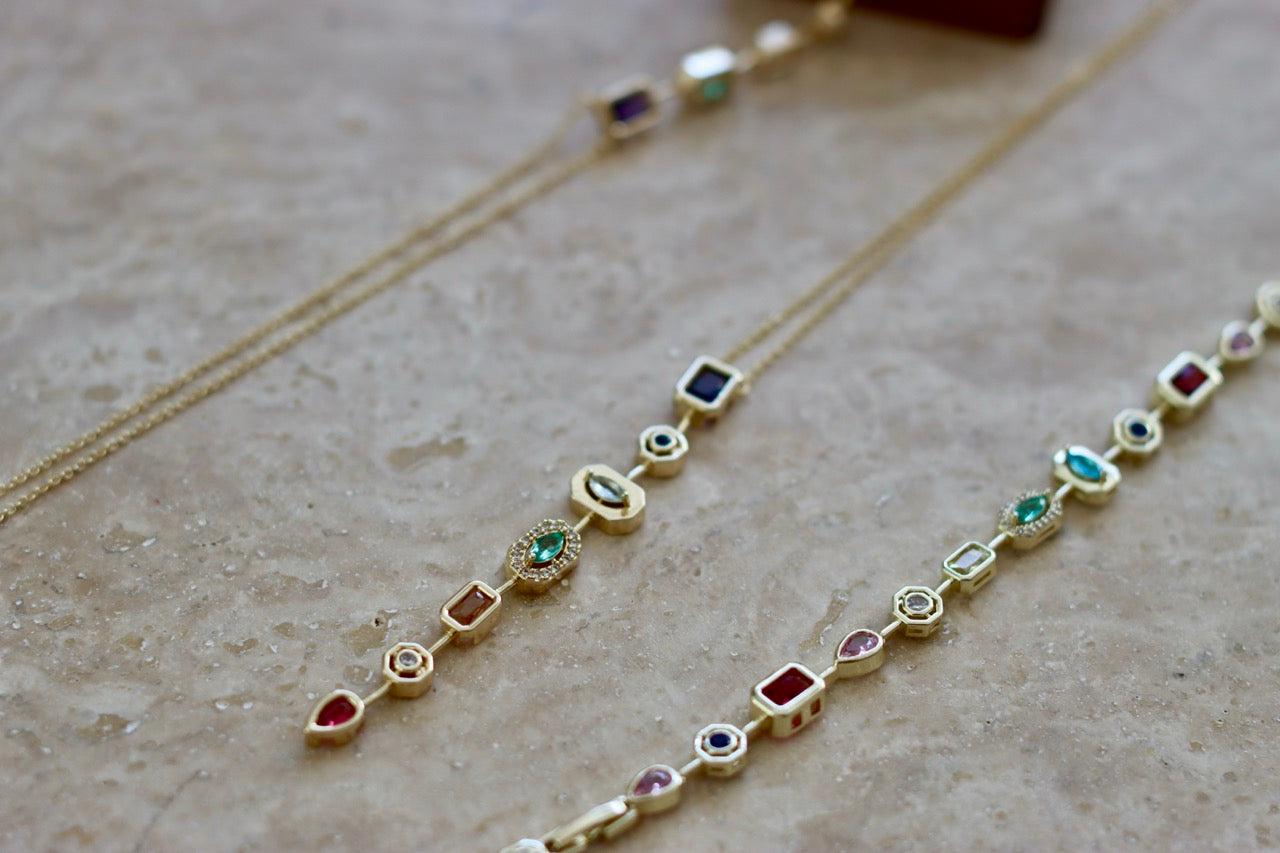Gem Grace Schmuckset - Feines Set mit bunten Steinen