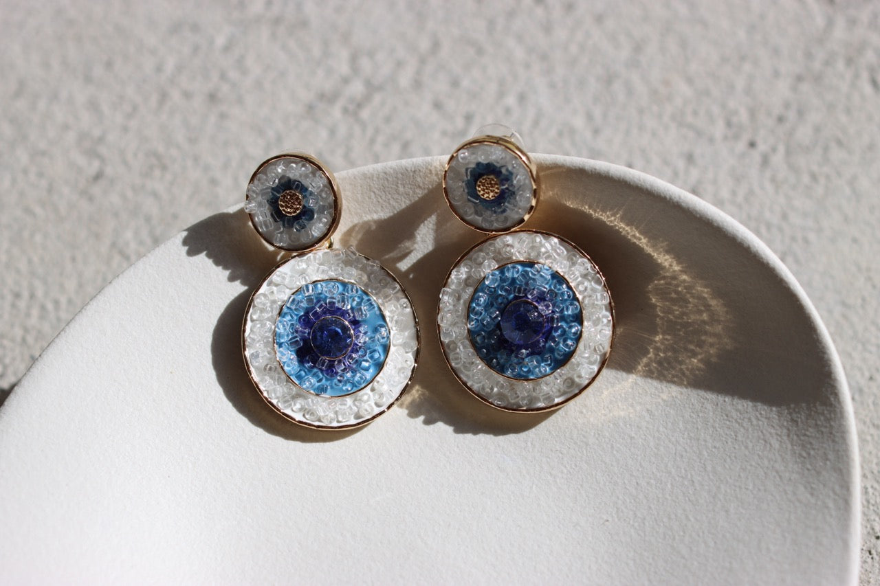 Blue Aura - Ohrstekcer mit Blue Eye & Kristallakzent