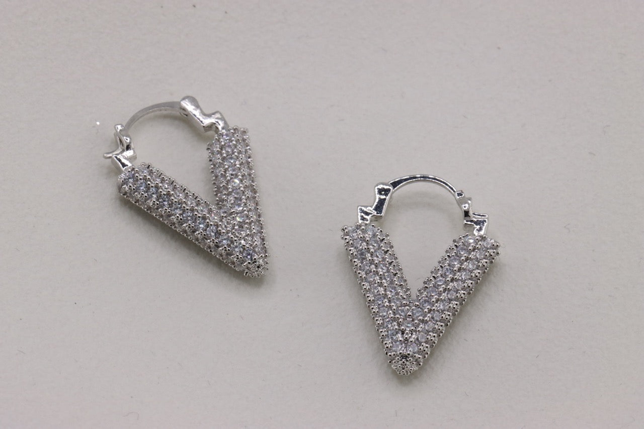 V Elegance: Diamond Hoop Earrings