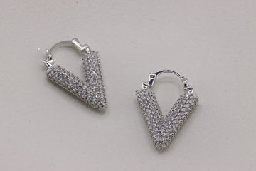 V Elegance: Diamond Hoop Earrings