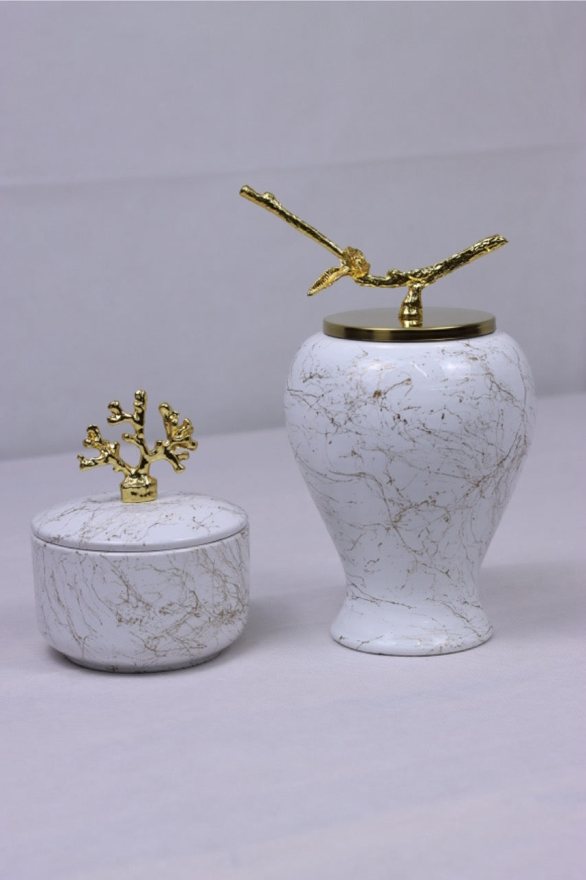 Nature Icons Duo - White Marble (Gold)