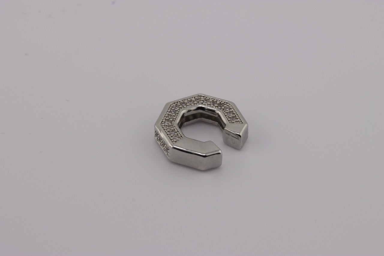 "Hexagonal Elegance Ear Cuff Silver"
