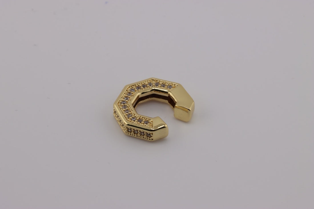 "Hexagonal Elegance Ear Cuff Gold"