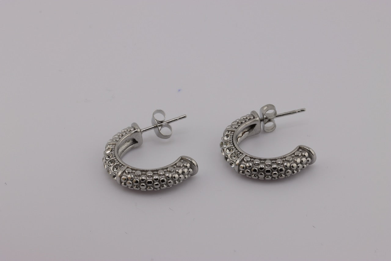 Textured Silver Twist Hoops